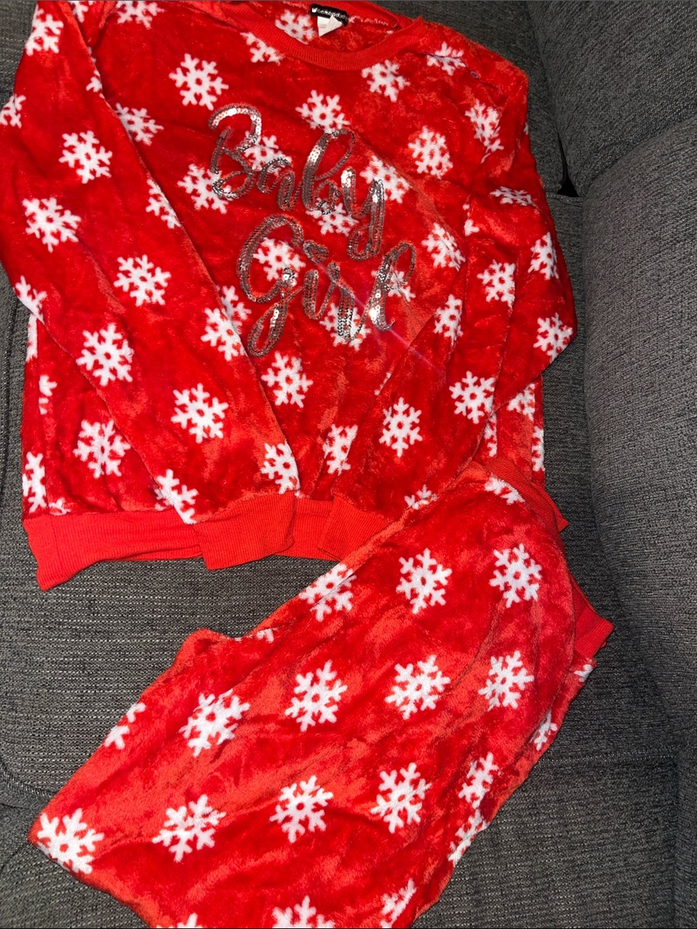 Woman’s Red Snowflake Holiday Pajama Set - Cozy Sparkle